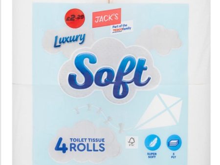 Jack s Luxury Soft 10 x 4 Rolls Toilet Tissue 3 Ply Paper For Sale