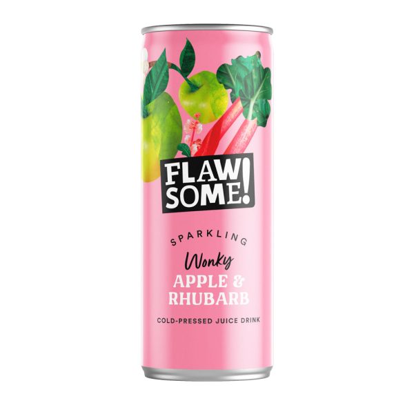 FLAWSOME! APPLE & RHUBARB SPARKLING CANS (250ml) x 24 For Discount