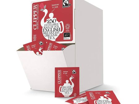 CLIPPER ENVELOPED & TAGGED FAIRTRADE ORGANIC ENGLISH BREAKFAST TEA BAGS x 250 Supply