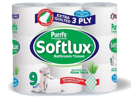 Softlux 3ply Paper 9pk Toilet Tissue Aloe Vera x 5 Rolls Fashion