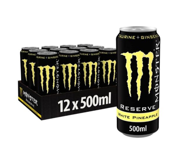 Monster Energy Reserve White Pineapple 12x500ml PM £1.65 (Black & Yellow) OOD For Sale