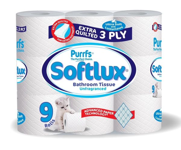 Softlux 3ply Paper 9pk Toilet Tissue Unfragranced x 5 Rolls Online