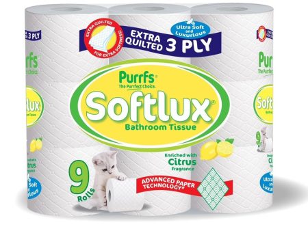 Softlux 3ply Paper 9pk Toilet Tissue Cirtus x 5 Rolls Hot on Sale