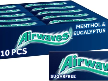 AIRWAVES Menthol & Eucalyptus flavour Sugar Free Chewing Gum 30x10 Pieces on Sale