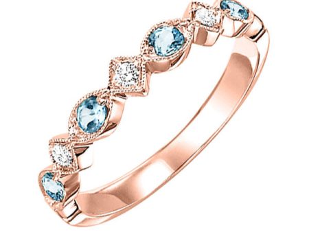 10Kt Rose Gold Diamond 1 20Ctw & Blue Topaz 1 6Ctw Ring Sale