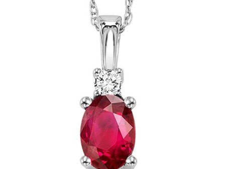 14Kt White Gold Diamond 1 20Ctw & Ruby 5 8Ctw Pendant Fashion