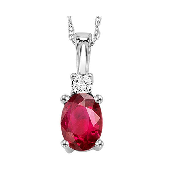 14Kt White Gold Diamond 1 20Ctw & Ruby 5 8Ctw Pendant Fashion