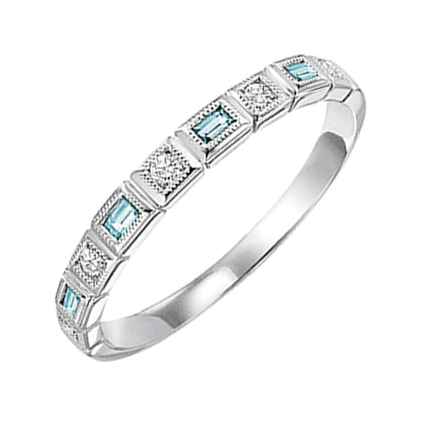 14Kt White Gold Diamond 1 10Ctw & Blue Topaz 1 6Ctw Ring Hot on Sale