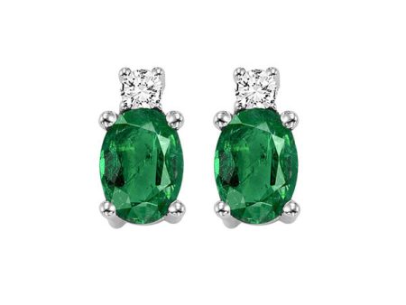 14Kt White Gold Diamond 1 20Ctw & Emerald 3 8Ctw Earring Online