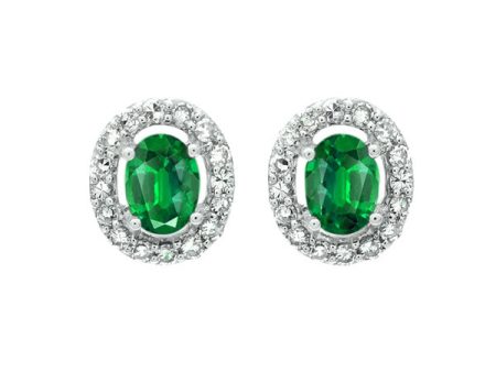 10Kt White Gold Diamond 1 6Ctw & Emerald 1 3Ctw Earring Online Hot Sale