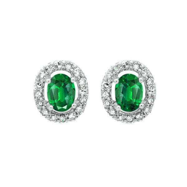 10Kt White Gold Diamond 1 6Ctw & Emerald 1 3Ctw Earring Online Hot Sale