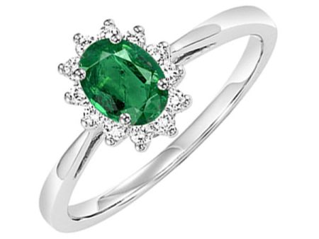 14Kt White Gold Diamond 1 5Ctw & Emerald 3 8Ctw Ring Fashion