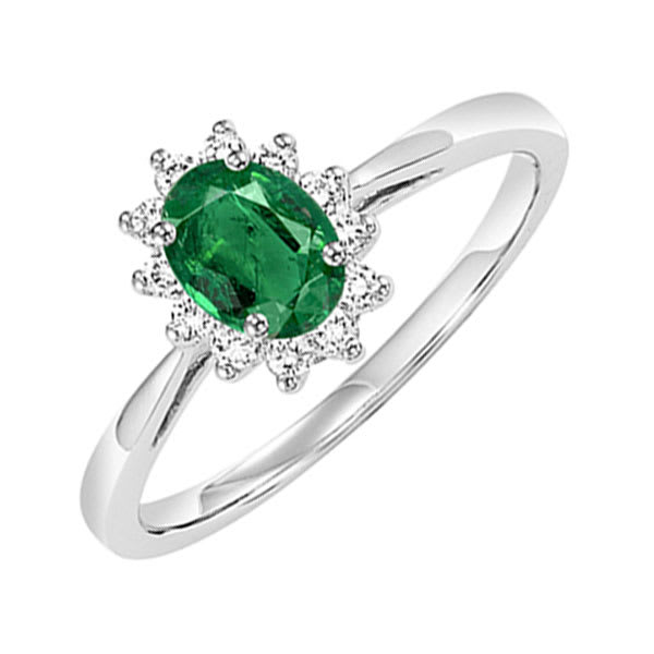 14Kt White Gold Diamond 1 5Ctw & Emerald 3 8Ctw Ring Fashion