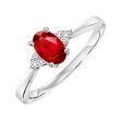 10Kt White Gold Diamond 1 20Ctw & Garnet 3 8Ctw Ring For Sale