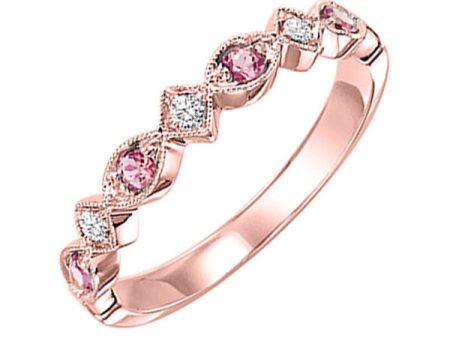 10Kt Rose Gold Diamond 1 20Ctw & Pink Tourmaline 1 6Ctw Ring Online Sale