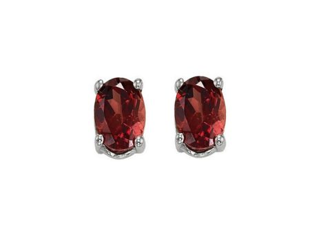 14Kt White Gold & Garnet 1Ctw Earring Cheap