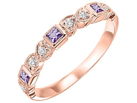 10Kt Rose Gold Diamond 1 12Ctw & Amethyst 1 7Ctw Ring Online now