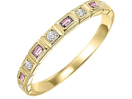 14Kt Yellow Gold Diamond 1 12Ctw & Pink Tourmaline 1 8Ctw Ring Cheap