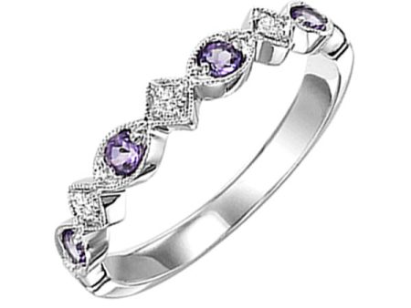 10Kt White Gold Diamond 1 20Ctw & Amethyst 1 6Ctw Ring For Discount