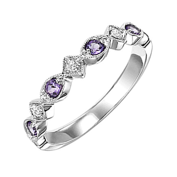 10Kt White Gold Diamond 1 20Ctw & Amethyst 1 6Ctw Ring For Discount