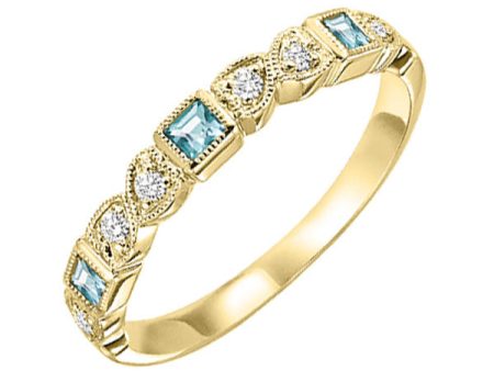 14Kt Yellow Gold Diamond 1 12Ctw & Blue Topaz 1 7Ctw Ring Fashion