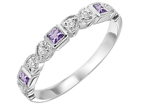 14Kt White Gold Diamond 1 12Ctw & Amethyst 1 7Ctw Ring Cheap