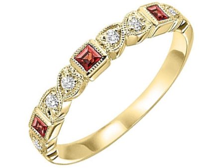 14Kt Yellow Gold Diamond 1 10Ctw & Garnet 1 7Ctw Ring Sale