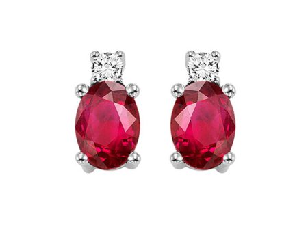 14Kt White Gold Diamond 1 20Ctw & Ruby 1 2Ctw Earring Hot on Sale