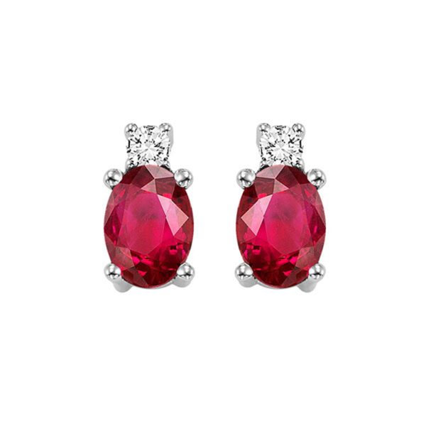 14Kt White Gold Diamond 1 20Ctw & Ruby 1 2Ctw Earring Hot on Sale