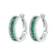 14Kt White Gold Diamond 1 5Ctw & Emerald 5 8Ctw Earring Online Sale