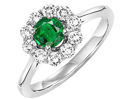 14Kt White Gold Diamond 1 2Ctw & Emerald 3 8Ctw Ring Supply