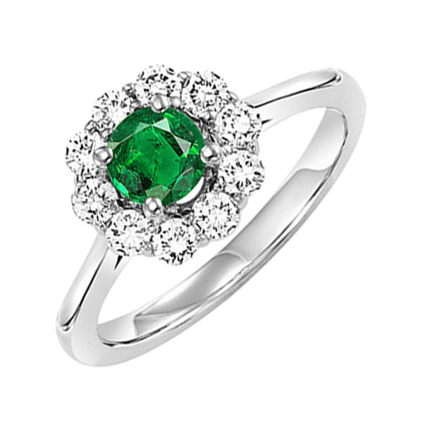 14Kt White Gold Diamond 1 2Ctw & Emerald 3 8Ctw Ring Supply