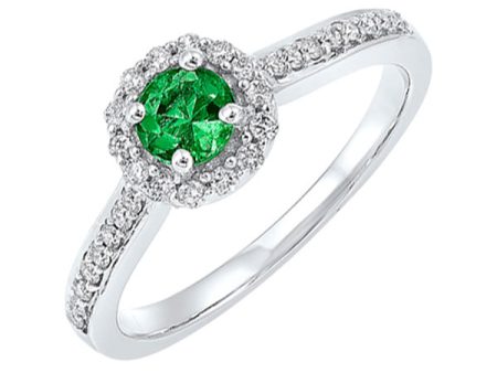 14Kt White Gold Diamond 1 3Ctw & Emerald 1 3Ctw Ring Hot on Sale