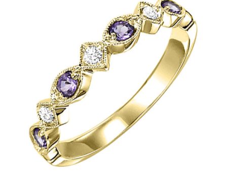 10Kt Yellow Gold Diamond 1 20Ctw & Amethyst 1 6Ctw Ring Fashion