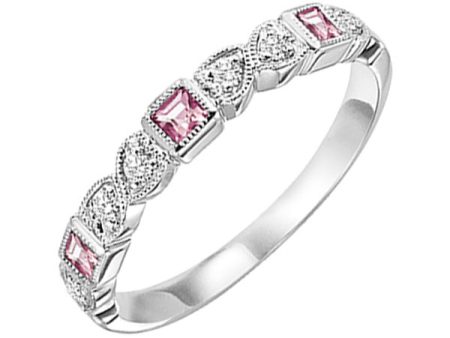 14Kt White Gold Diamond 1 12Ctw & Pink Tourmaline 1 7Ctw Ring For Discount