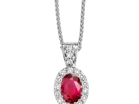 14Kt White Gold Diamond 1 10Ctw & Ruby 1 2Ctw Pendant Online