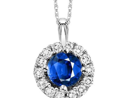 14Kt White Gold Diamond 1 12Ctw & Sapphire 1 4Ctw Pendant Supply