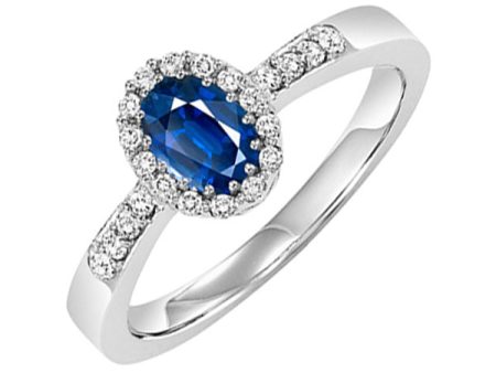 14Kt White Gold Diamond 1 8Ctw & Sapphire 1 2Ctw Ring Cheap