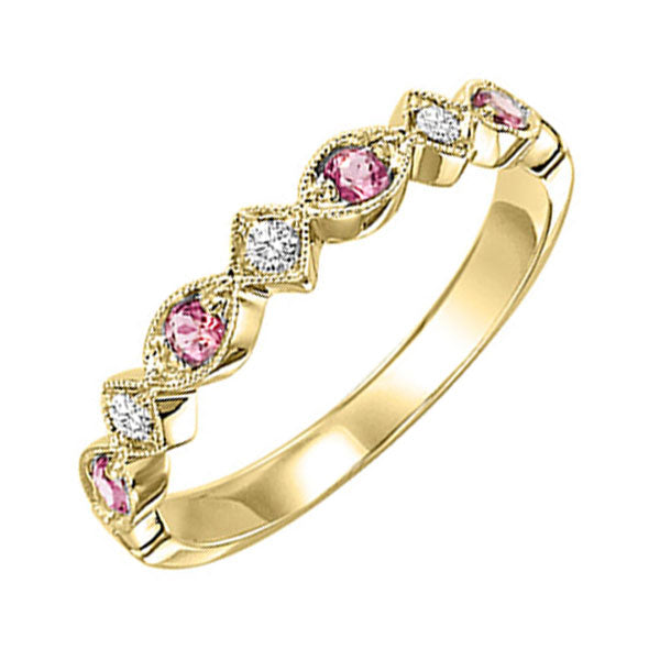 10Kt Yellow Gold Diamond 1 20Ctw & Pink Tourmaline 1 6Ctw Ring Online now