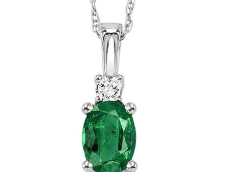 14Kt White Gold Diamond 1 20Ctw & Emerald 3 8Ctw Pendant Supply