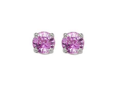 14Kt White Gold & Pink Sapphire 1Ctw Earring Hot on Sale