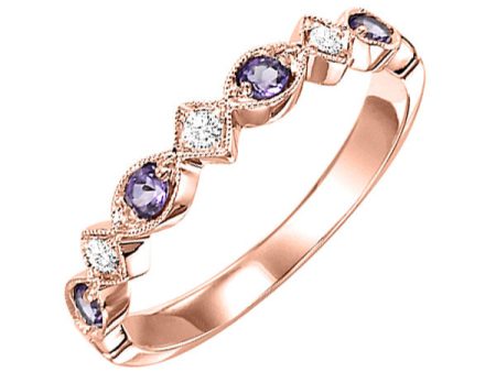 10Kt Rose Gold Diamond 1 20Ctw & Amethyst 1 6Ctw Ring For Sale