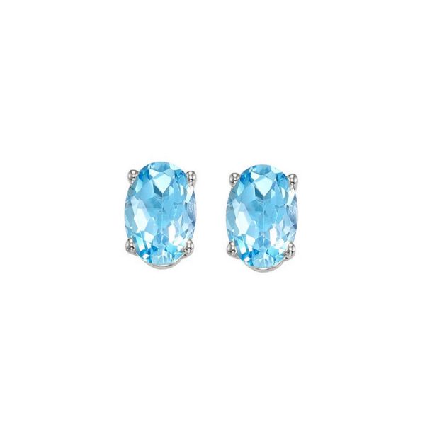 14Kt White Gold Blue Topaz 1Ctw Earring Online Sale