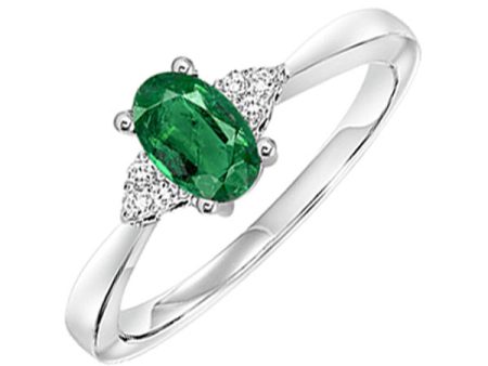 10Kt White Gold Diamond 1 20Ctw & Emerald 1 2Ctw Ring Cheap