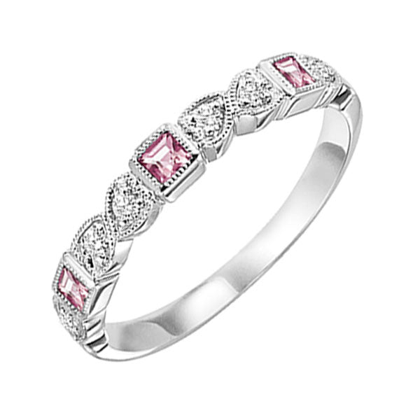 10Kt White Gold Diamond 1 12Ctw & Pink Tourmaline 1 7Ctw Ring For Sale