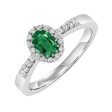 14Kt White Gold Diamond 1 8Ctw & Emerald 3 8Ctw Ring Hot on Sale