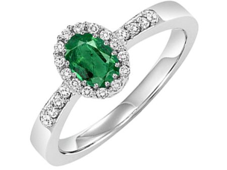 14Kt White Gold Diamond 1 8Ctw & Emerald 3 8Ctw Ring Hot on Sale