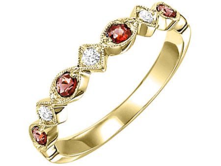 10Kt Yellow Gold Diamond 1 20Ctw & Garnet 1 6Ctw Ring For Discount