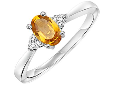 10Kt White Gold Diamond 1 20Ctw & Citrine 1 2Ctw Ring Hot on Sale