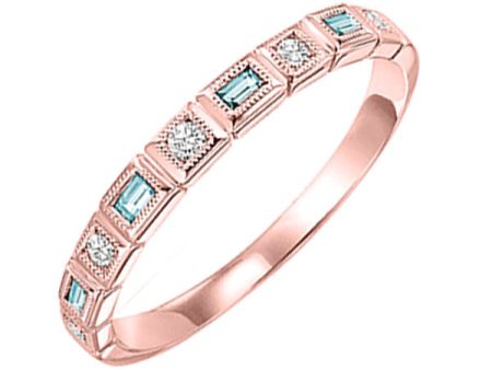 14Kt Rose Gold Diamond 1 10Ctw & Blue Topaz 1 6Ctw Ring on Sale